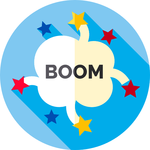 Boom sound boom sign icon