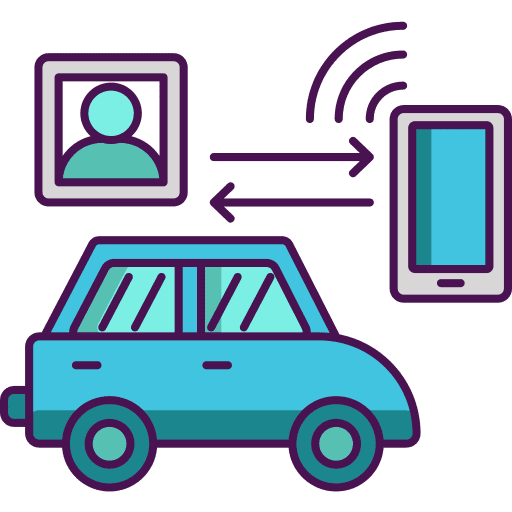 Connected wifi signal vehicle transportation icon