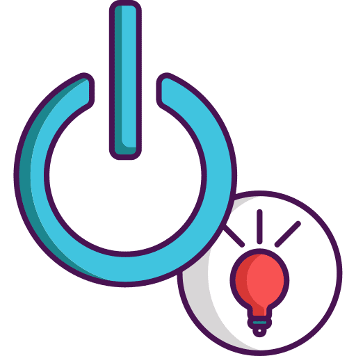 Power button power light light bulb icon