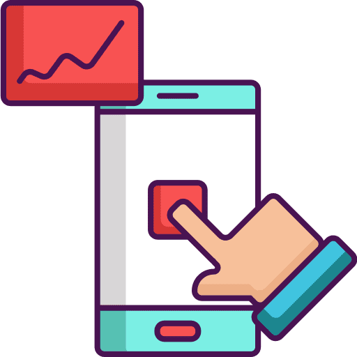 Stats cellphone finger touch screen icon
