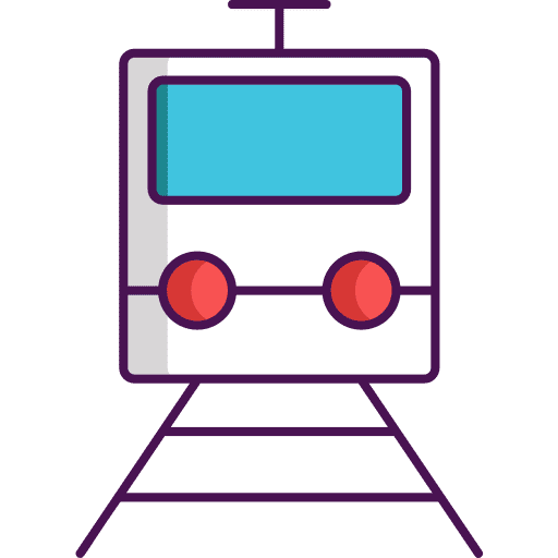 Train travel street architecture and city icon