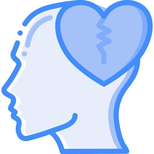 Broken heart brain mind thinking icon