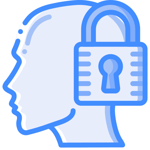 Secure brain psychology intelligence icon