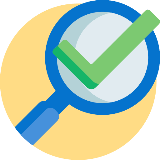 Check mark ui check mark magnifying glass icon
