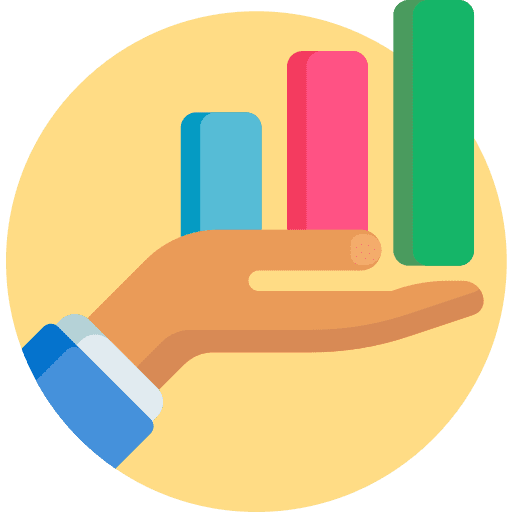 Hand growing statistics graph icon