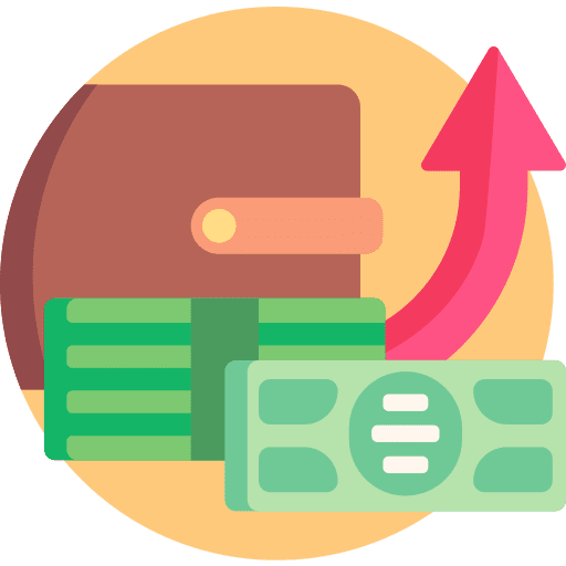 Wallet arrows notes money icon