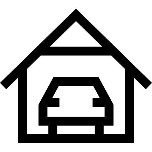 Car transport architecture and city car icon