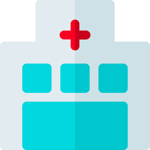 Hospital buildings urban health clinic icon