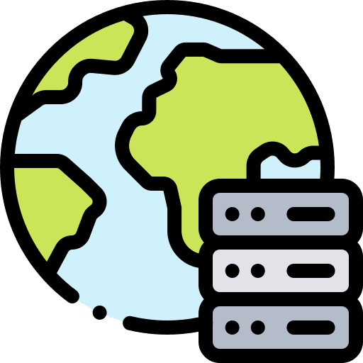 Data servers worldwide computer icon