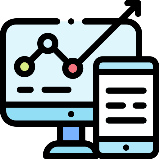 Analytics analytics business and finance monitor icon