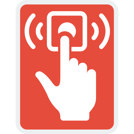 Fire alarm signs danger red button icon