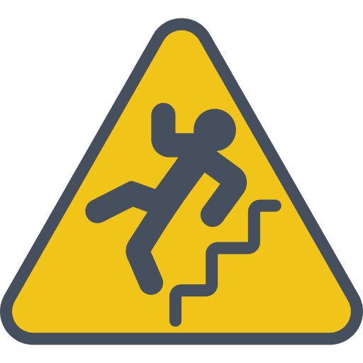 Slippery signaling caution stairs icon