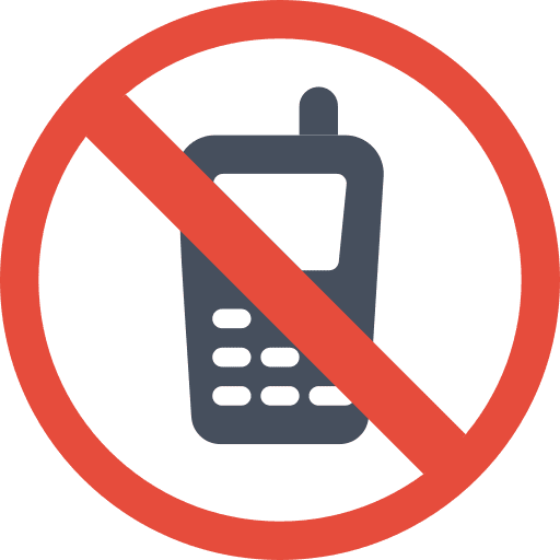 No phones prohibition forbidden warning icon