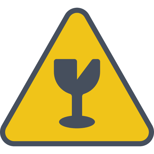 Fragile warning signaling caution icon