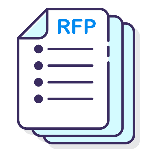 Rfp rfp request for proposal files and folders icon