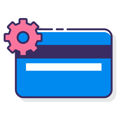 Built in payment debit card credit card gear icon
