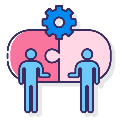 Team building business and finance jigsaw team building icon