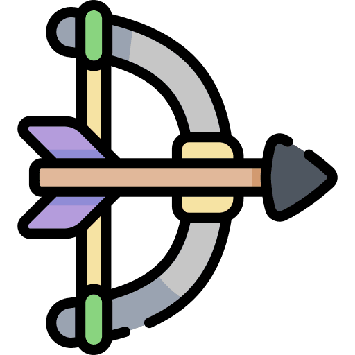 Arch weapon sports and competition bow and arrow icon