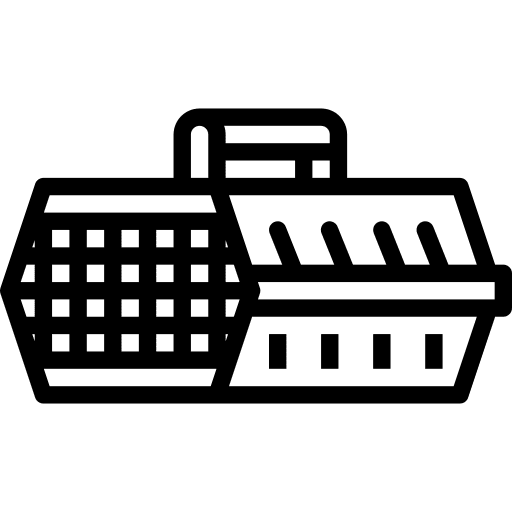 Basket pet carrier animals transportation icon