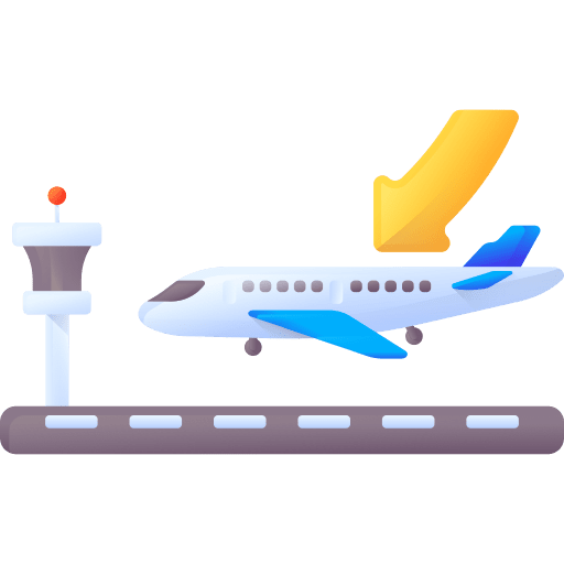 Arrivals transportation flight airport icon
