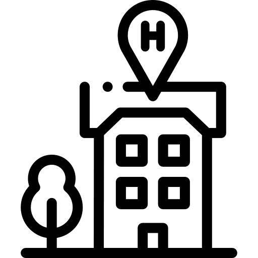 Hotel travel buildings hostel icon