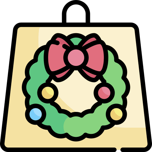 Shopping bag christmas gift wreath icon
