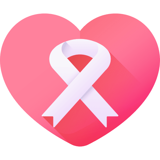 Heart cancer ribbon awareness icon