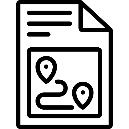 Review route maps and location geographic icon