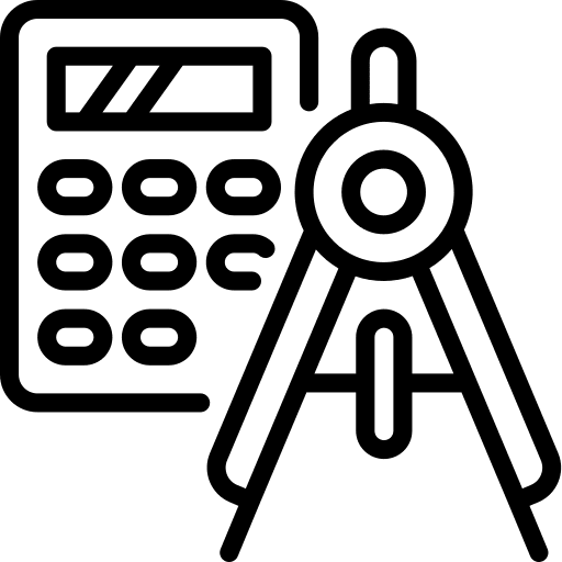 Stationery calculator compass mathematics icon