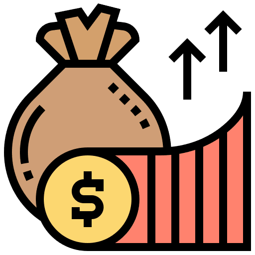 Profit graph business coin icon