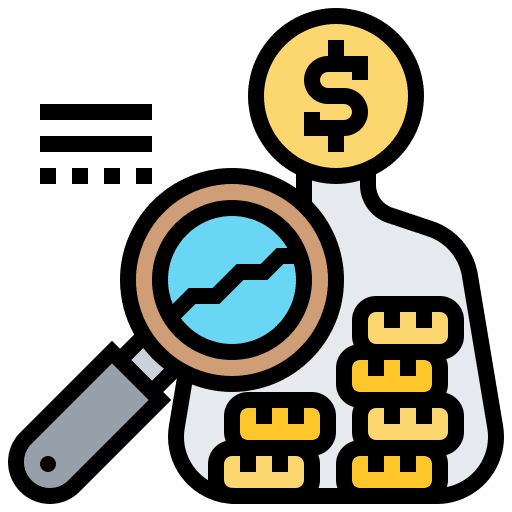 Research investment search financial icon