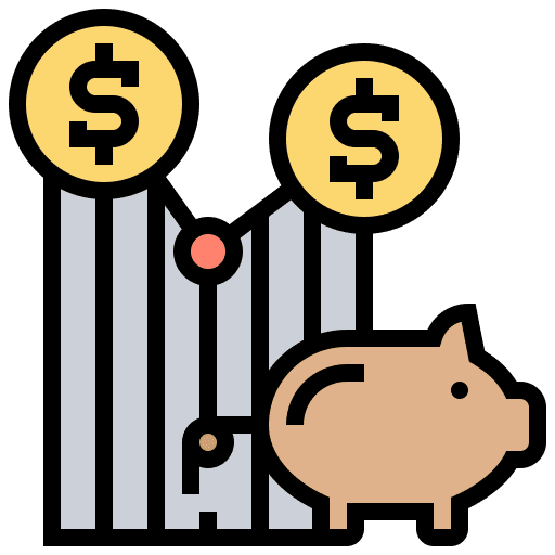 Saving business and finance dollar piggy bank icon