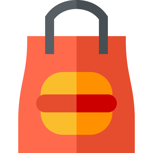 Burger shipping and delivery burger plastic bag icon