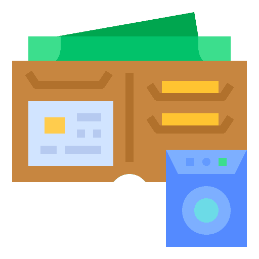 Wallet delivery money laundromat icon