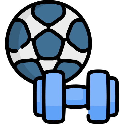 Dumbbell equipment commerce and shopping football ball icon