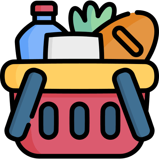 Groceries commerce and shopping donation shopping basket icon
