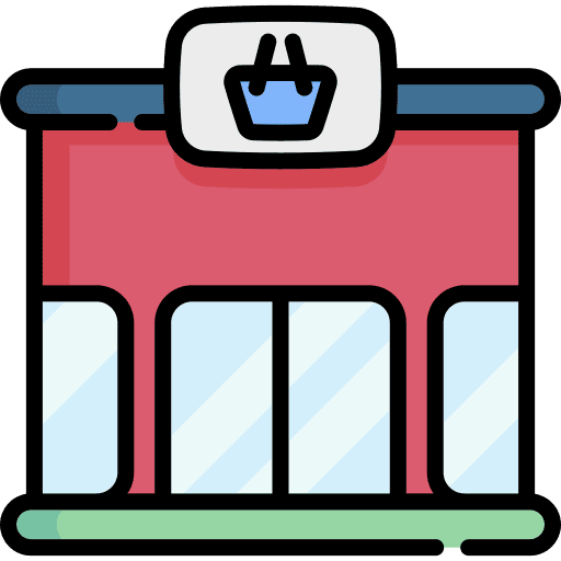 Pet shop architecture and city animal store icon