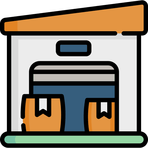 Warehouse commerce and shopping shipping and delivery factories icon