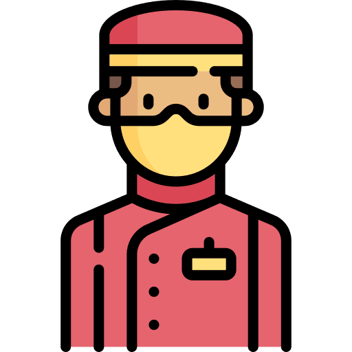 Doorman valet parking medical mask buildings icon