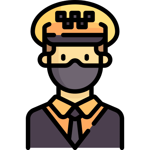 Taxi driver professions and jobs occupation medical mask icon