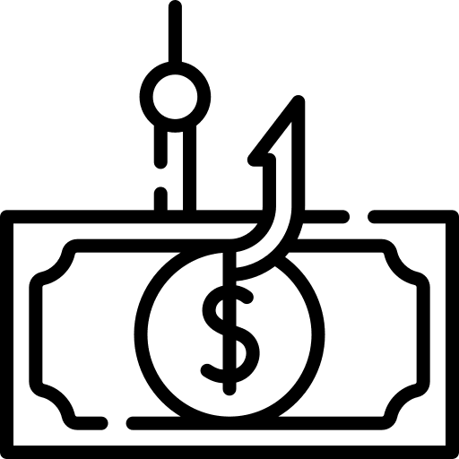 Phishing hook money transference icon