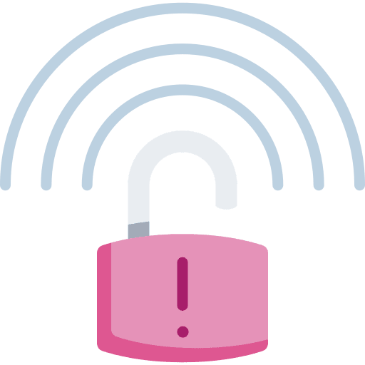 Padlock warning sign unsafe network icon