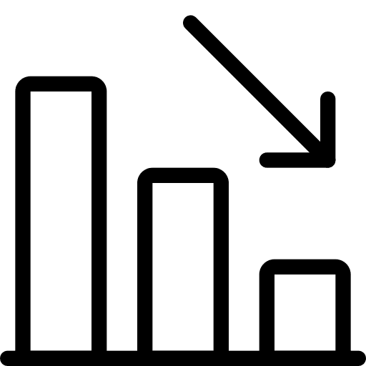 Decrease decrease falling business and finance icon