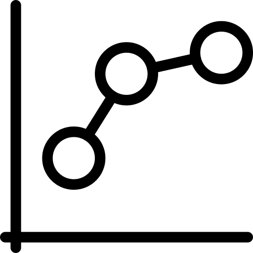 Graph line analysis magnifying glass icon