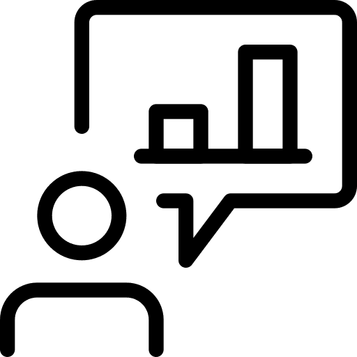 Salesman presenting salesman diagram icon