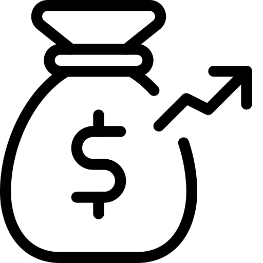 Deposit bag line chart deposit icon