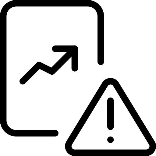 Warning sign document file line chart icon