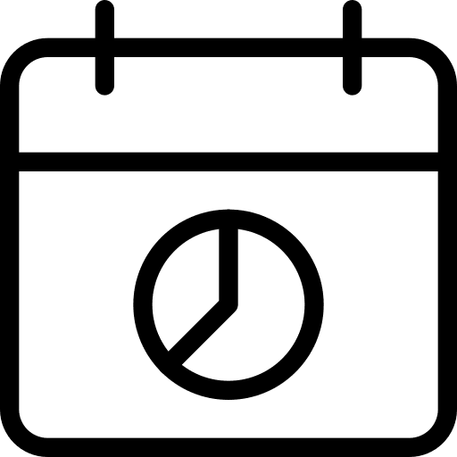 Calendar browser business and finance pie chart icon