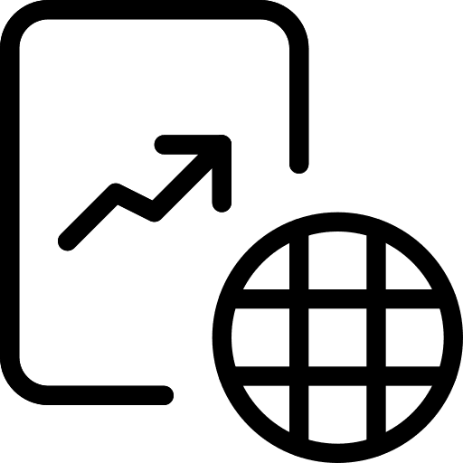 Global growth chart global business icon