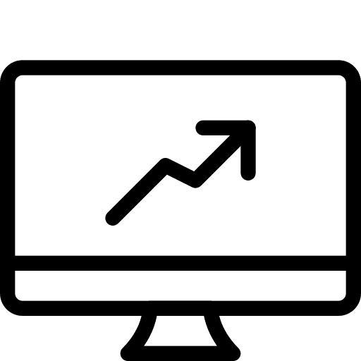 Desktop metrics line chart business and finance icon